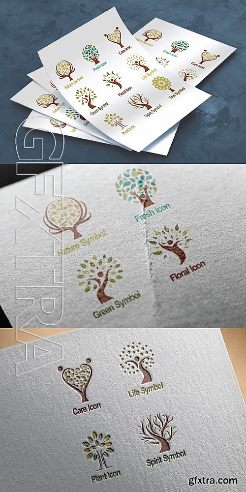 CM - Green Plant Tree Logo Symbol Set 1152658