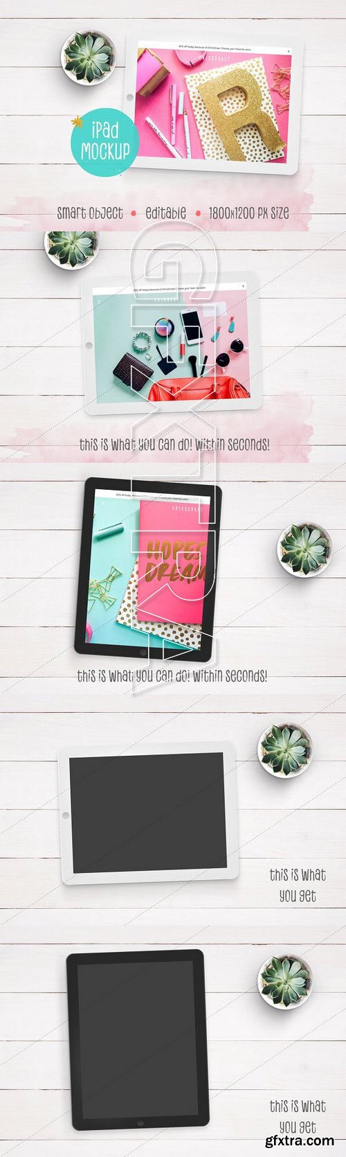 CM - iPad™ Mockup with Succulent 1107361