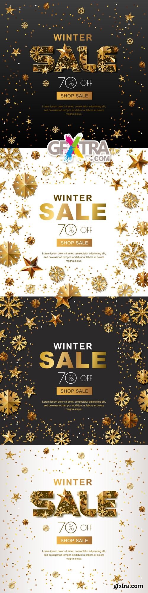 Golden Winter Sale Backgrounds Vector