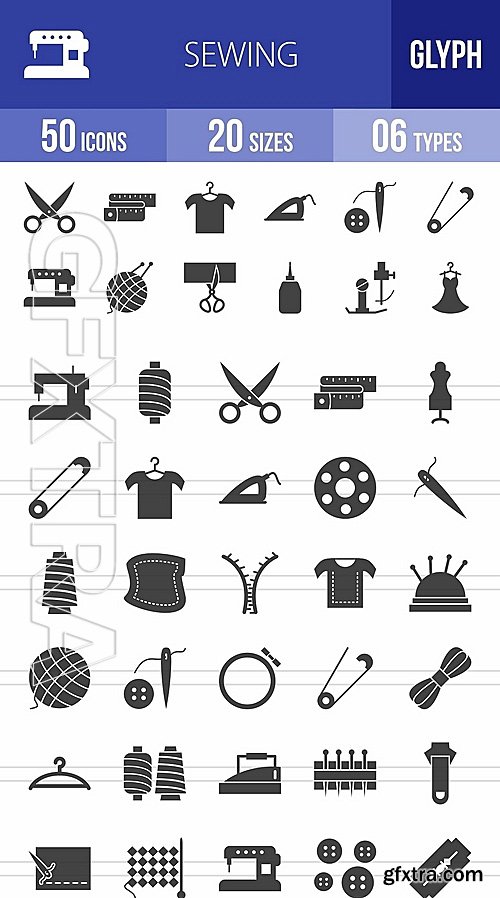 CM - 50 Sewing Glyph Icons 1152706