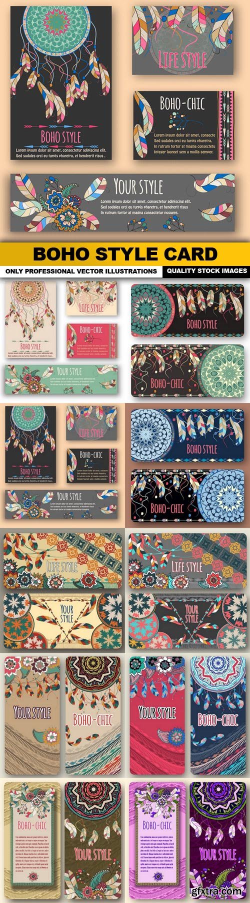 Boho Style Card - 10 Vector