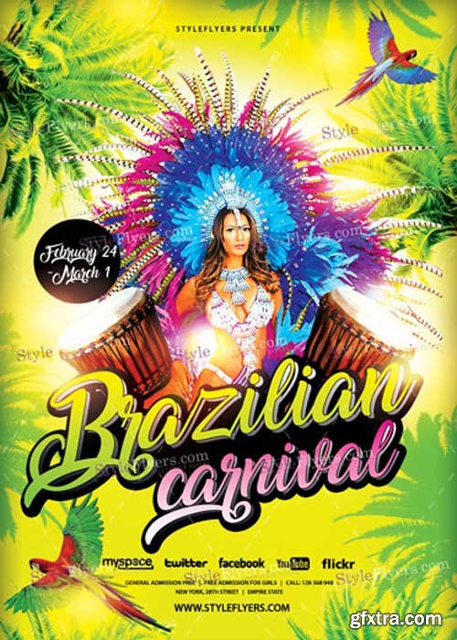 Brazilian Carnival PSD V13 Flyer Template