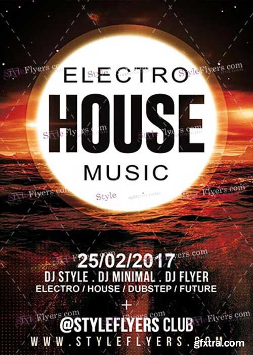 Electro House Music PSD V15 Flyer Template