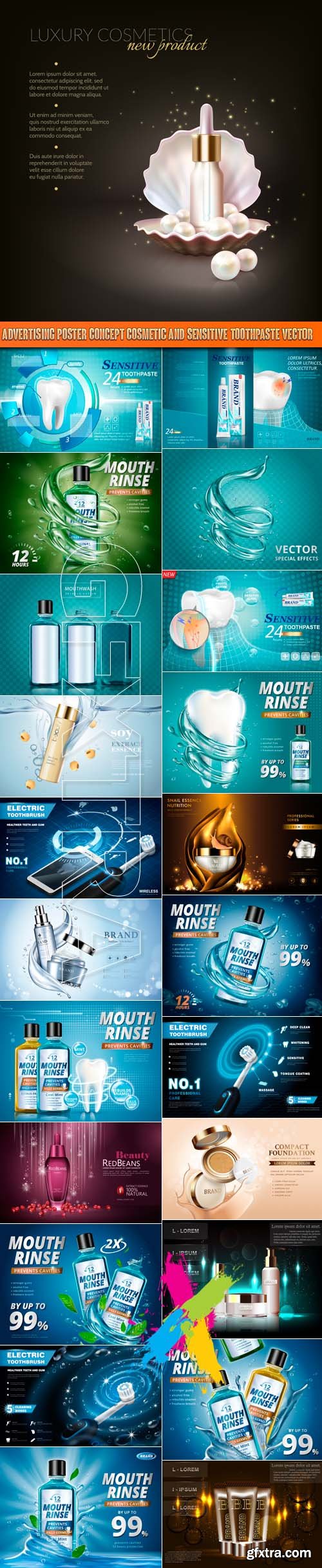 Advertising Poster Concept Cosmetic and Sensitive Toothpaste vector