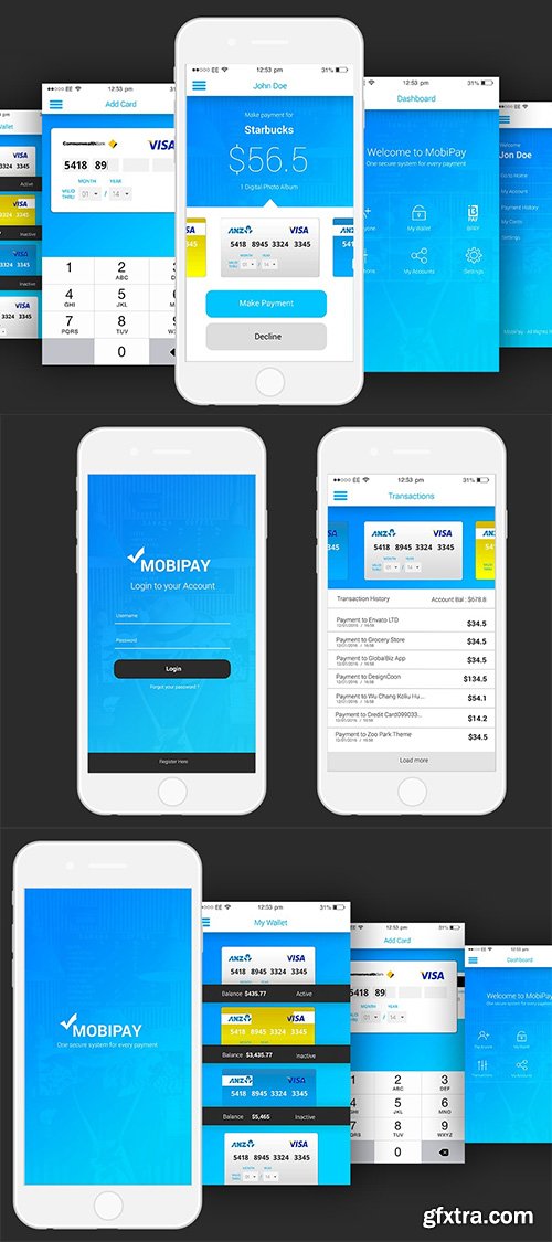 PSD Mobile Web Design - Payment App UI Template