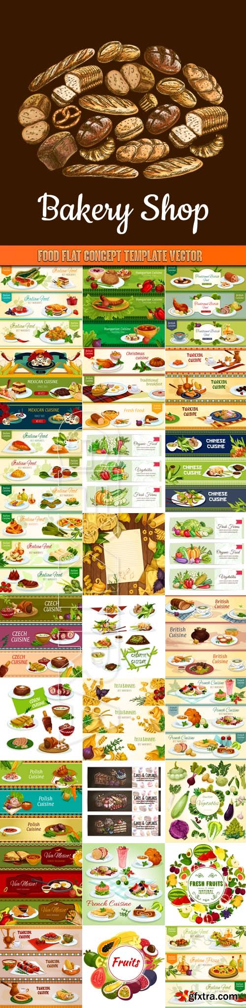 Food flat concept template vector