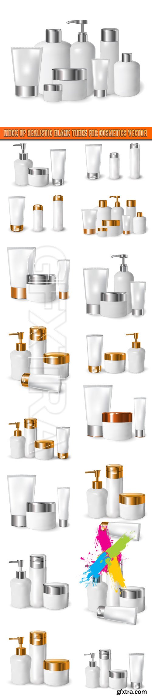 Mock up realistic blank tubes for cosmetics vector