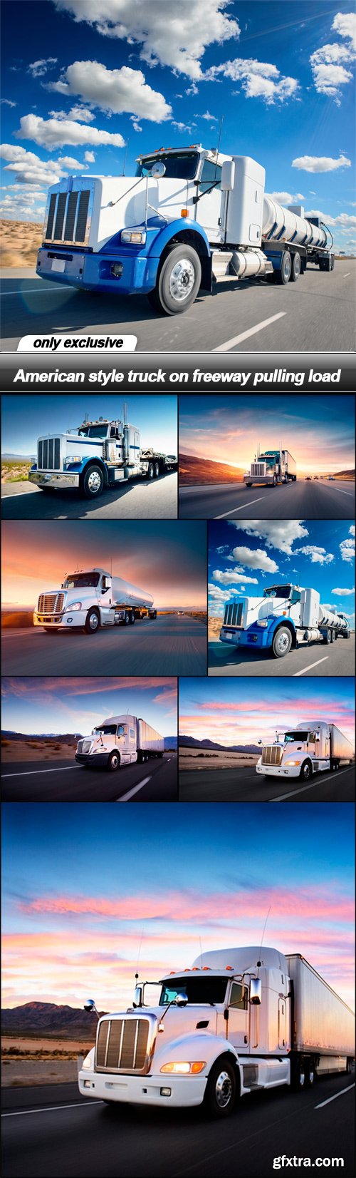 American style truck on freeway pulling load - 7 UHQ JPEG