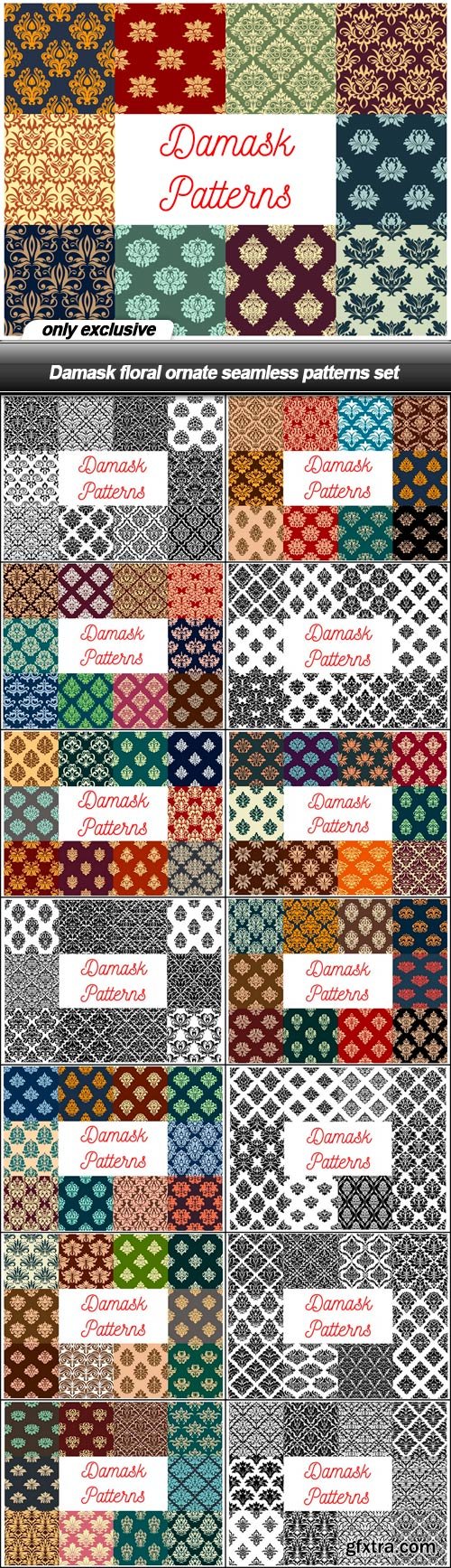 Damask floral ornate seamless patterns set - 15 EPS