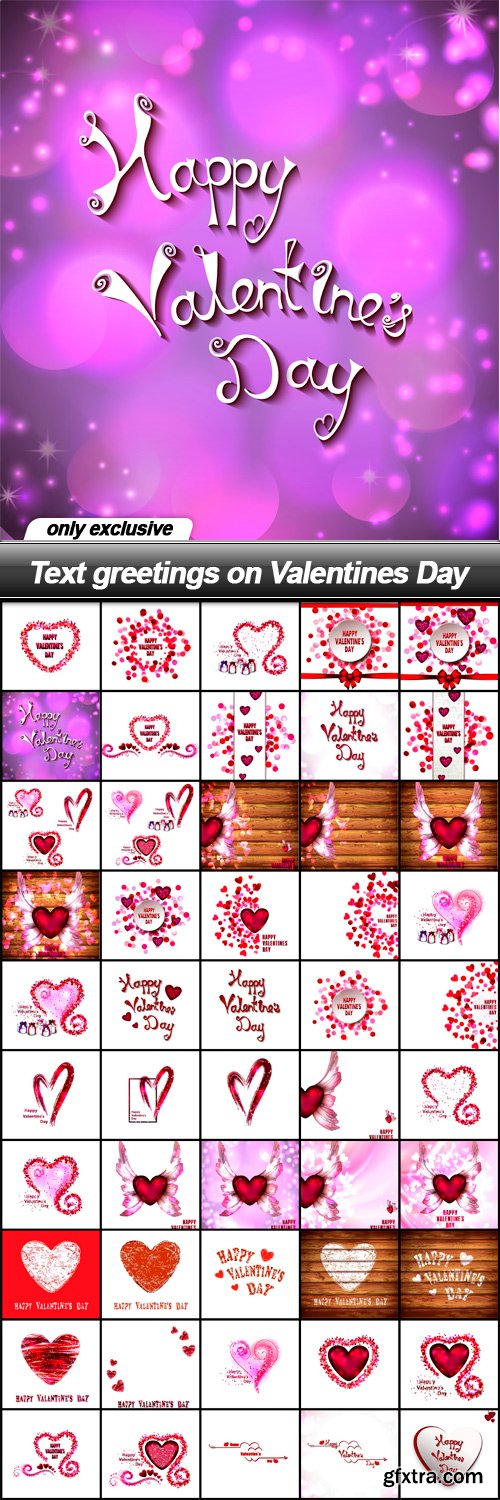 Text greetings on Valentines Day - 50 EPS