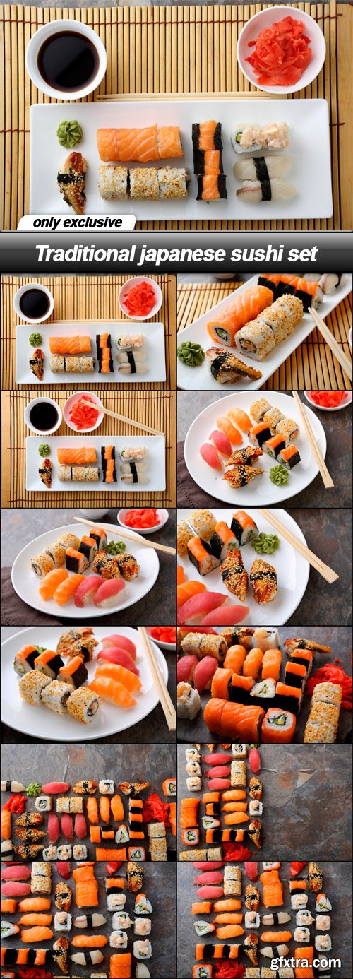 Traditional japanese sushi set - 12 UHQ JPEG