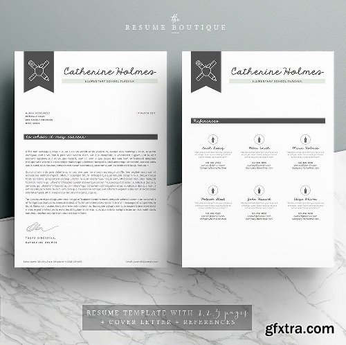 CreativeMarket 5 Page Teacher Resume | Educator 1144068