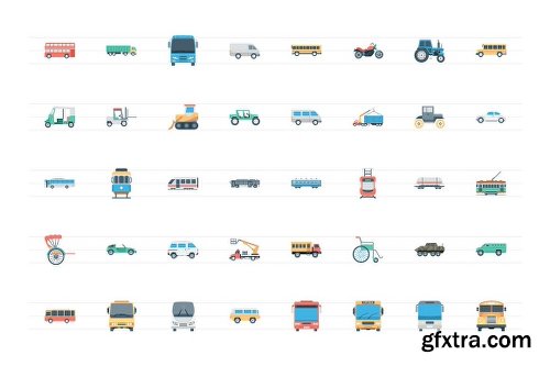 CreativeMarket 112 Flat Transports Icons 1143819