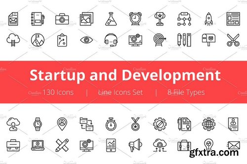 CreativeMarket 125+ Startup and Development Icons 1141682