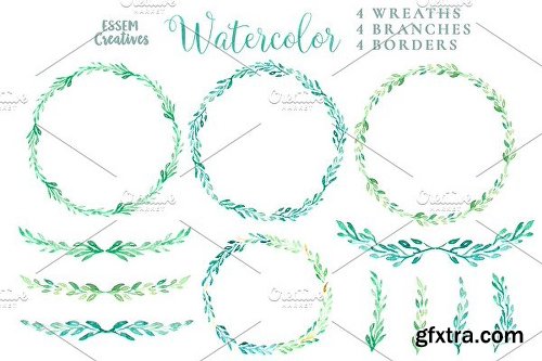 CreativeMarket Watercolor Leaves Clipart BIG BUNDLE 1143382