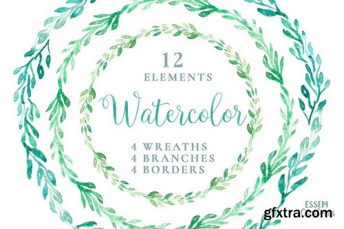 CreativeMarket Watercolor Leaves Clipart BIG BUNDLE 1143382