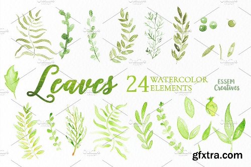 CreativeMarket Watercolor Leaves Clipart BIG BUNDLE 1143382