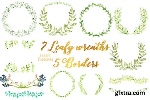 CreativeMarket Watercolor Leaves Clipart BIG BUNDLE 1143382