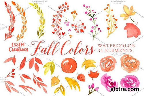 CreativeMarket Watercolor Leaves Clipart BIG BUNDLE 1143382