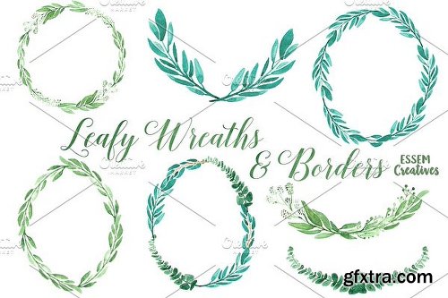 CreativeMarket Watercolor Leaves Clipart BIG BUNDLE 1143382