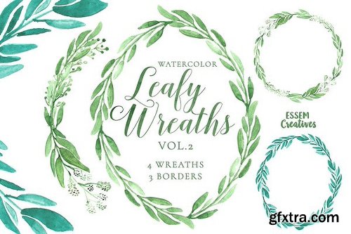 CreativeMarket Watercolor Leaves Clipart BIG BUNDLE 1143382