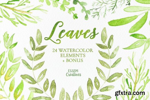 CreativeMarket Watercolor Leaves Clipart BIG BUNDLE 1143382