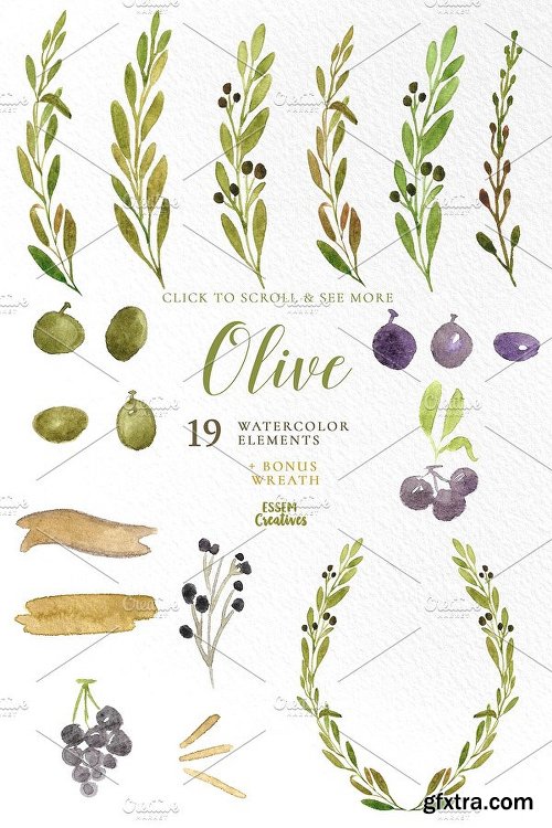 CreativeMarket Watercolor Leaves Clipart BIG BUNDLE 1143382