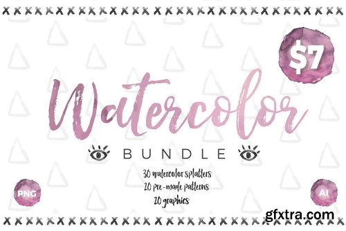 CreativeMarket Watercolor bundle - Illustrator 1148406