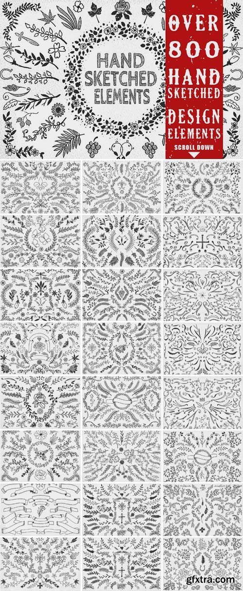 CM 1166468 - 800+ Unique Hand-Sketched Elements