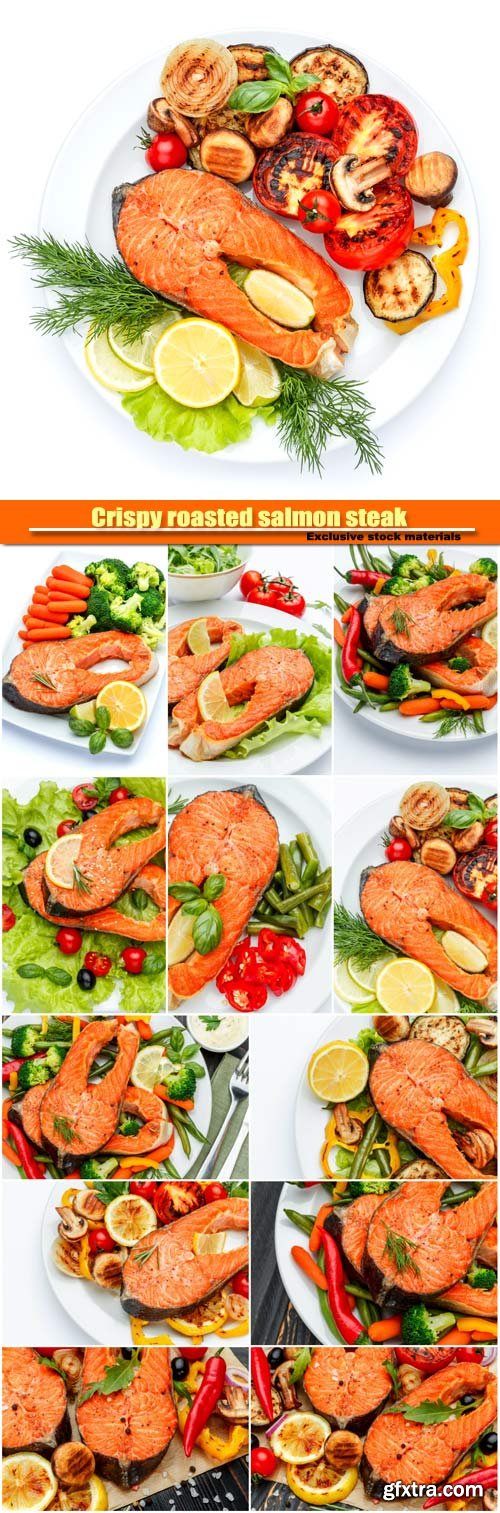 Crispy roasted salmon steak