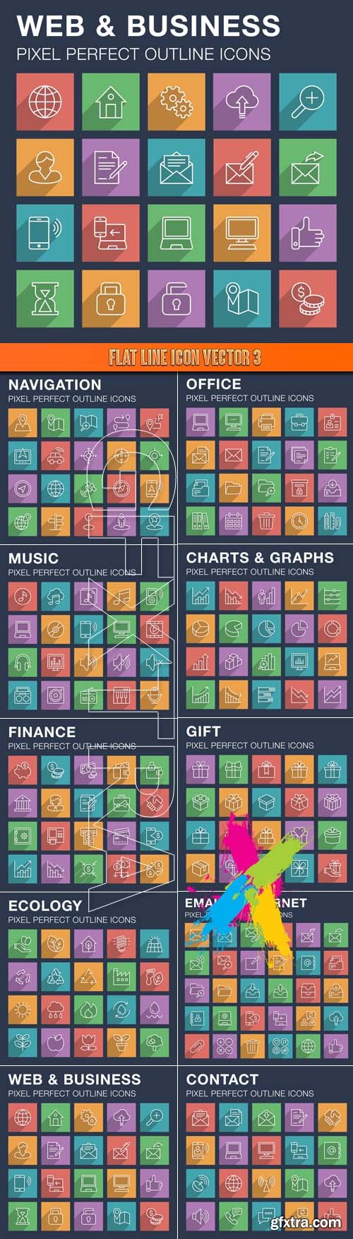 Flat line icon vector 3