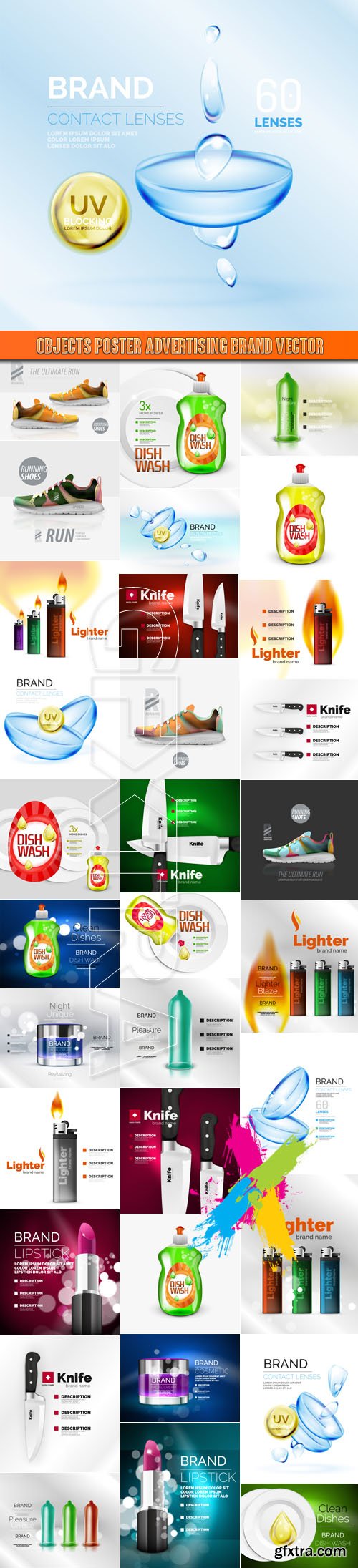 Objects poster advertising brand vector