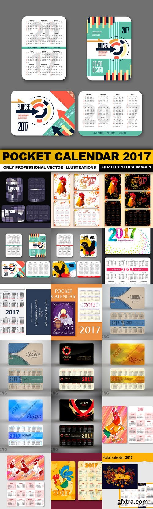 Pocket Calendar 2017 - 20 Vector