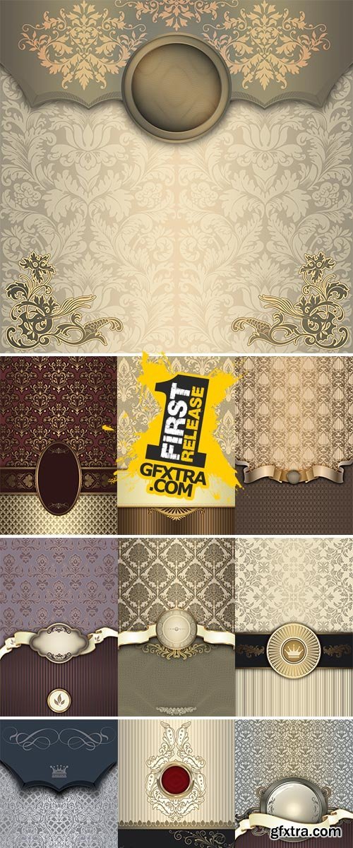 Stock Image Decorative vintage background with elegant frame and old-fashioned patterns