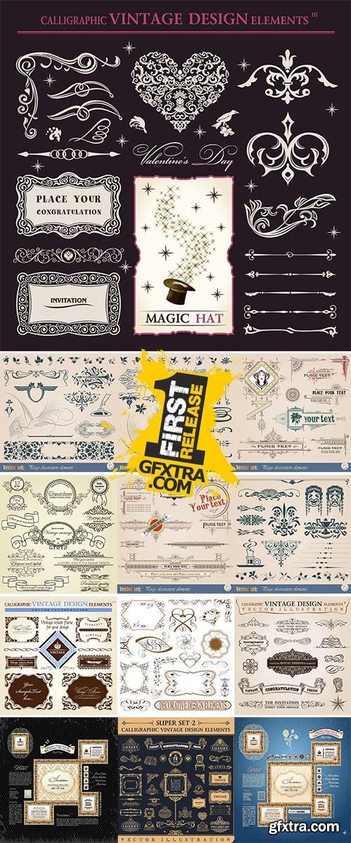 Stock Calligraphic icons vintage elements vector