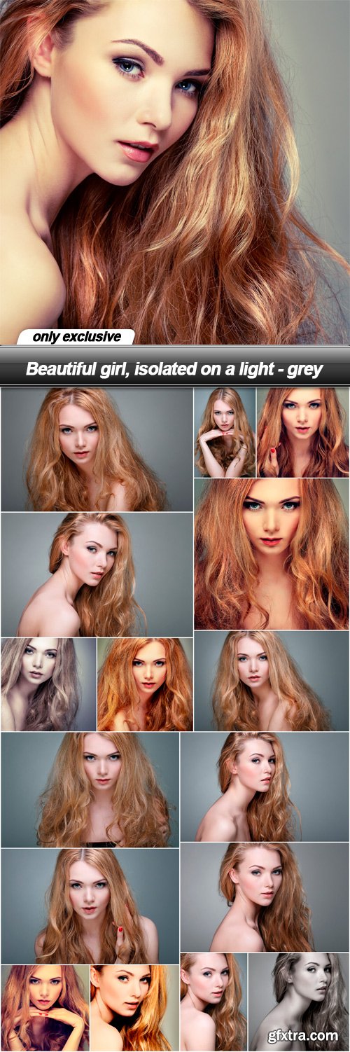 Beautiful girl, isolated on a light - grey - 17 UHQ JPEG