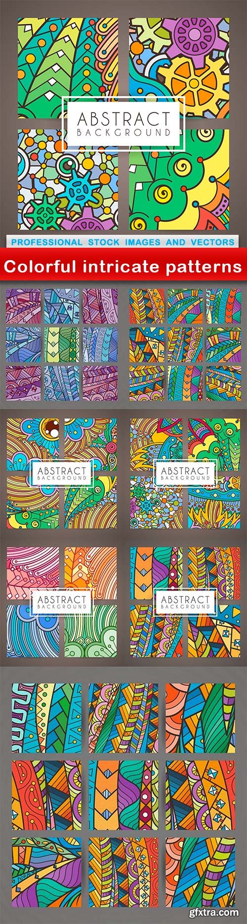 Colorful intricate patterns - 8 EPS