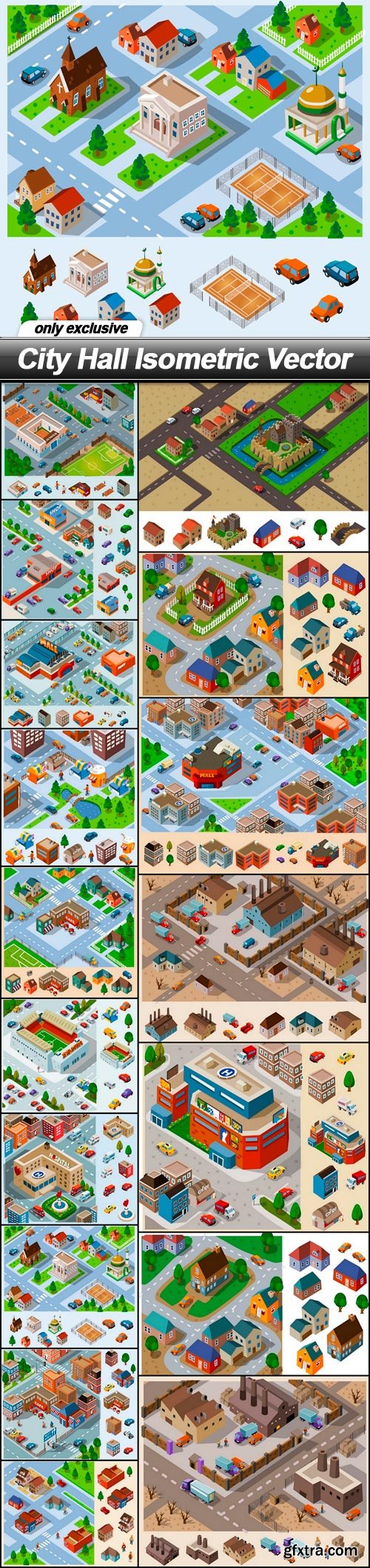 City Hall Isometric Vector - 17 EPS