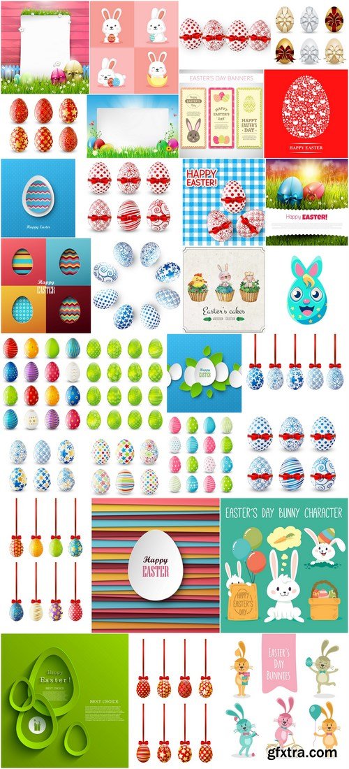 Easter eggs, Easter rabbit & bunny - Happy Easter 3 - Set of 30xEPS,AI Professional Vector Stock (Копировать)