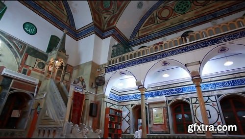 Mosque interior ceiling and lighting