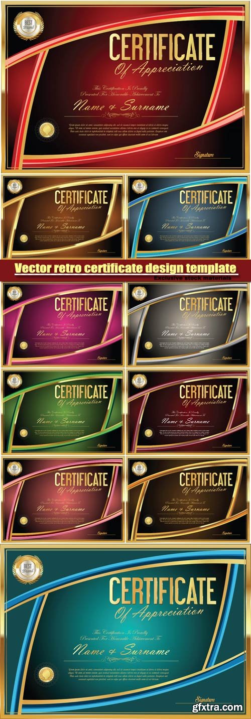 Vector retro certificate design template