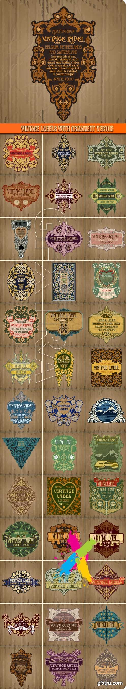 Vintage labels with ornament vector