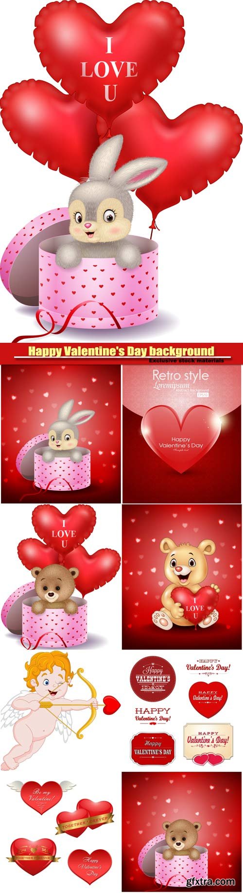 Vector set Happy Valentine's Day background