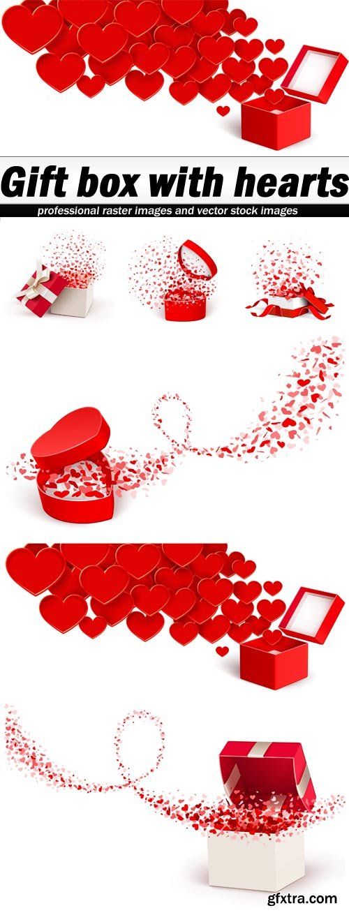 Gift box with hearts - 6 EPS