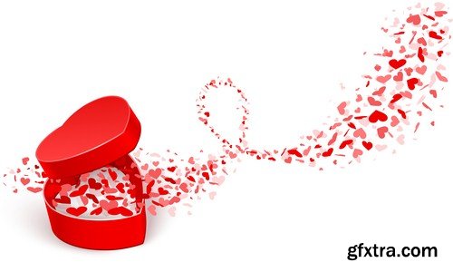 Gift box with hearts - 6 EPS