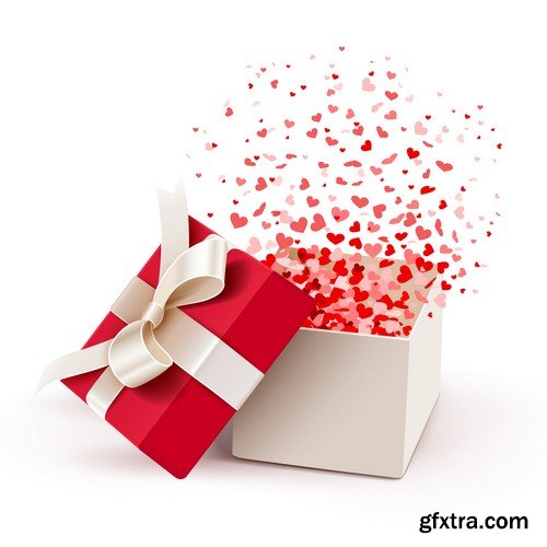 Gift box with hearts - 6 EPS