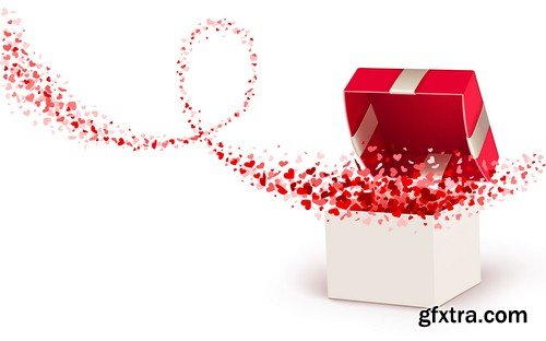 Gift box with hearts - 6 EPS