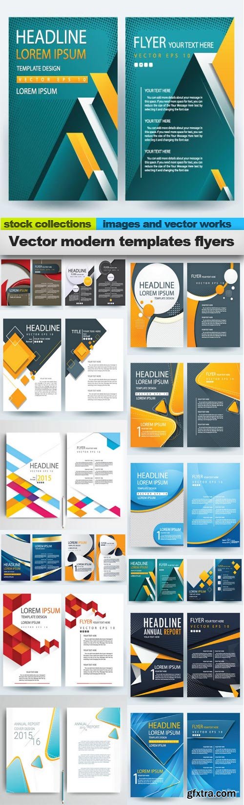 Vector modern templates flyers,  15 x EPS