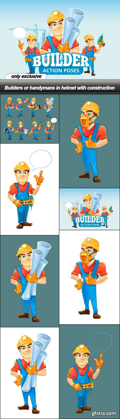 Builders or handymans in helmet with construction - 8 EPS