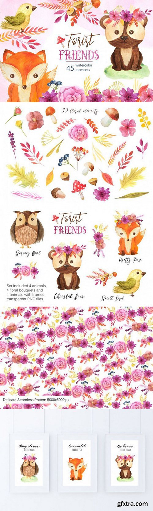 Watercolor Forest Animals Set